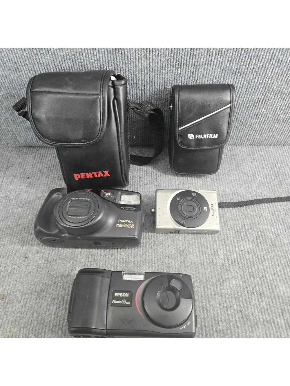 Vintage Compact Film Cameras Pentax Canon Epson Untested Parts Repair Lot of 4